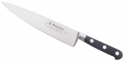 Sabatier 8 inch Stainless Cooks Knife with Black Nylon Handle.